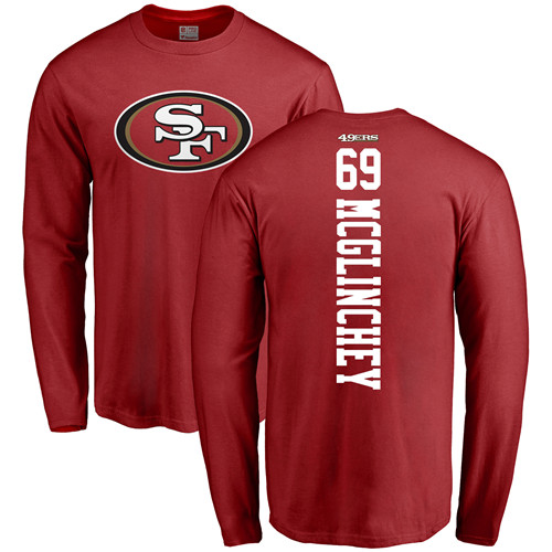 Men San Francisco 49ers Red Mike McGlinchey Backer #69 Long Sleeve NFL T Shirt